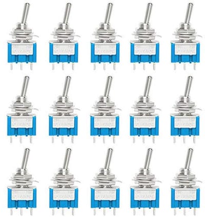 15 Stuks Mini Tuimelschakelaars - 3-polig ON/ON SPDT 6A 125V