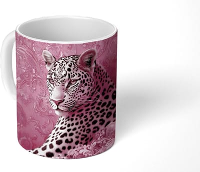 Mok - Koffiemok - Panter - Luxe - Roze - Mokken - 350 ML - Beker - Koffiemokken - Theemok