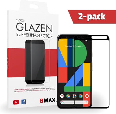 2-pack BMAX geschikt voor Google Pixel 4 Screenprotector Full Cover Glas / Dekt het volledige scherm! / Beschermglas / Tempered Glass / Glasplaatje