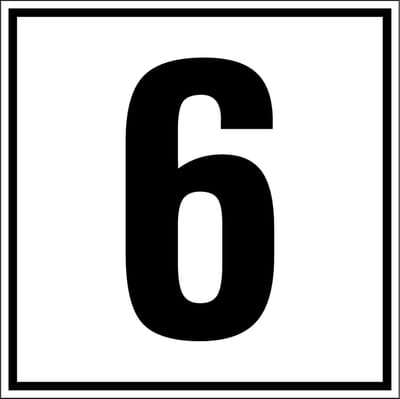 Cijfer sticker 0-9, per stuk Cijfer 6 50 x 50 mm - 10 stuks per kaart