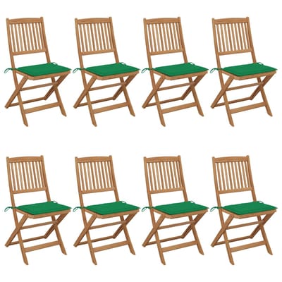 vidaXL - Inklapbare - stoelen - 8 - st - met - kussens - massief - acaciahout