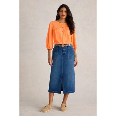 White Stuff Daniella Shirred Top Mid Orange Maat: 10 | Blouses Outlet | Dames | Blauw