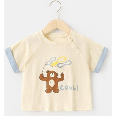 Babykleding Casual T-shirts met korte mouwen Zomerkleding Jongens Meisjes Baby Kinderen Kinderen Zomer Tops met halve mouwen 110cm beige