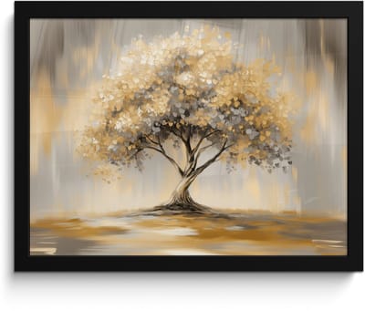 Poster in lijst - Fotolijst 40x30 cm - Posters - Schilderij - Boom - Abstract - Bladeren - Posterlijst zwart - Decoratie - Wanddecoratie woonkamer - Muurdecoratie slaapkamer