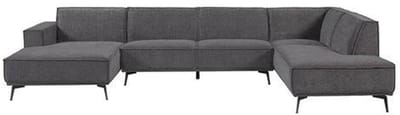 Tower Living - Leeds U-bank: chaise L + ottoman R city - blauw/zwart