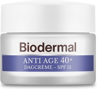 Biodermal Anti-Age 40+ Dagcrème SPF 15, 50 ml - met Hyaluronzuur en Vitamine C, Beschermt tegen vroegtijdige huidveroudering, Hydrateert en helpt rimpels verminderen
