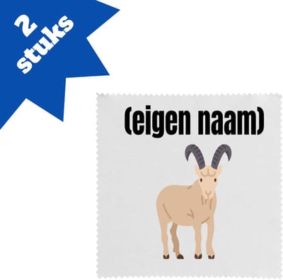 Akyol - geit met hoorn met eigen naam brillendoekjes - Geit - geiten liefhebbers - met eigen naam - dieren liefhebber - leuk cadeau voor iemand die houdt van geiten - cadeau - kado - 17,8 bij 17,8 cm - 2 stuks