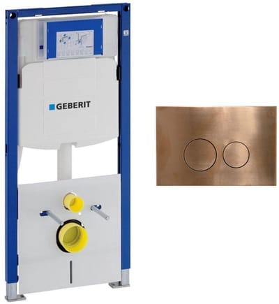 Geberit Duofix Element - UP320 - QeramiQ metal bedieningsplaat - wand - 112cm - ronde knoppen - metaal - geborsteld koper