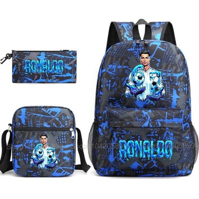CR7 Ronaldo Rugzak Voetbal 67 Print Schooltas Met Schoudertas & Etui Voor Student Jongens Cadeau Dagelijks Reizen Rugzak