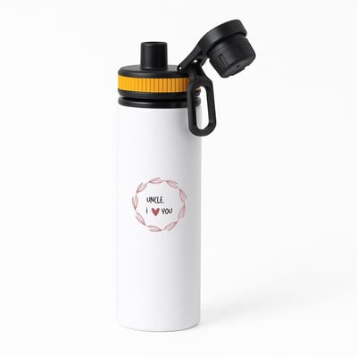 Hacebo® - uncle I love you waterfles met draaidop oranje - Oom - de liefste oom - verjaardagscadeau - verjaardag - cadeau - cadeautje voor oom - oom artikelen - kado - geschenk - gift - water fles - 850ML