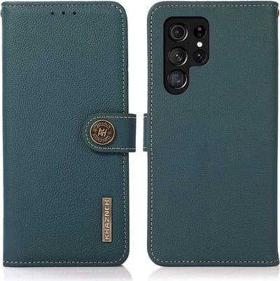Hoesje RFID Portemonnee Book Case Groen Geschikt voor Samsung Galaxy S23 Ultra