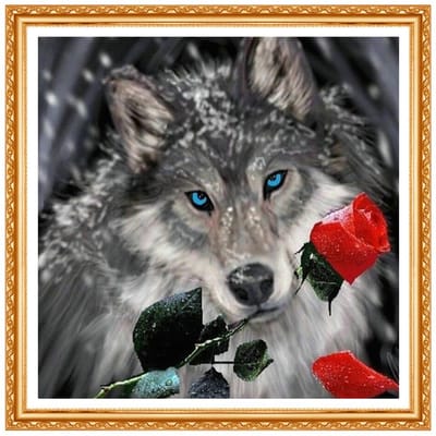 Volledige Ronde Diamant Borduurwerk Kruissteek Wolf DIY 3D Diamant Schilderen Hond 20X30CM gray