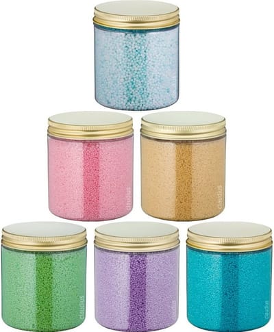 Badkaviaar - 200 gram - set van 6 verschillende geuren - Gouden Deksel - Eucalyptus, Hamam, Lavendel, Opium, Rozen, Zen Moment - bad parels voor in bad