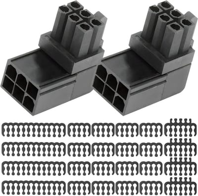 Allecto - ATX Power Adapter - 6 Pin GPU Connector - 90 Graden Ruimtebesparend - 2 Pack - Ideaal voor Computerbouw - Geschikt voor Gaming PC - Kleur...