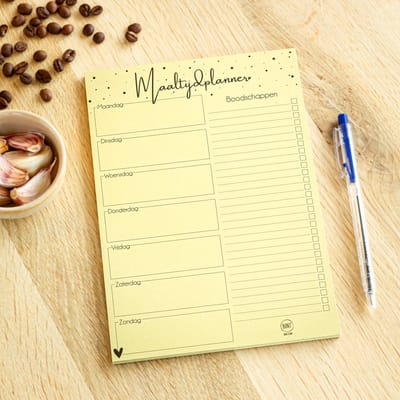 BONT | Maaltijdplanner - Weekplanner - A5 - Geel - stippen - Boodschappen planner - Dieet Planner - Boodschappenlijstje - Supermarkt planner - Agenda - Eten - Dag planner - 50 pagina's
