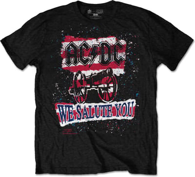 AC/DC - We Salute You Stripe Heren T-shirt - 2XL - Zwart