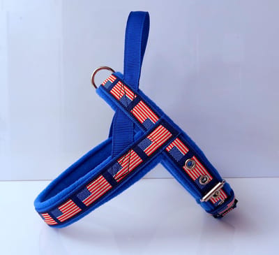 T tuig Amerikaanse vlag blauw anti trek hondentuig