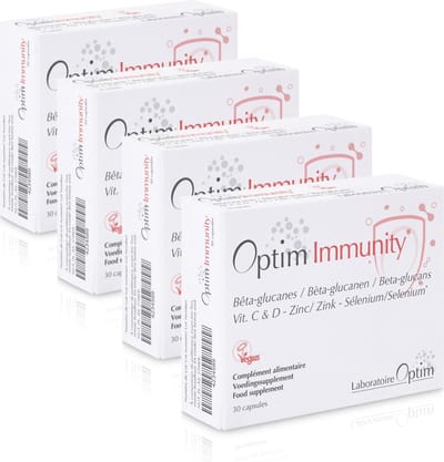 Optim Immunity Supplements - PACK 4 x 30 capsules Zink Seleen Vitamine D Vitamine C acerola en beta-glucans - vegan - immuunsysteem versterken - immuniteit supplement
