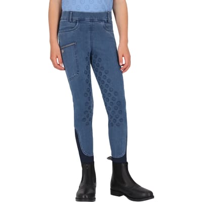 Qhp Paardrijlegging Qhp Rosalynn Denim Full Grip Kids Denim - XS