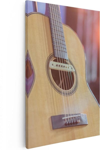 Artaza Canvas Schilderij Akoestische Gitaar - 20x30 cm - Klein - Muurdecoratie Muziek - Wanddecoratie Woonkamer - Kamer Accessoires