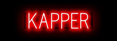 KAPPER - Lichtreclame Neon LED bord verlicht | SpellBrite | 60,48 x 16 cm | 6 Dimstanden & 8 Lichtanimaties | Reclamebord neon verlichting