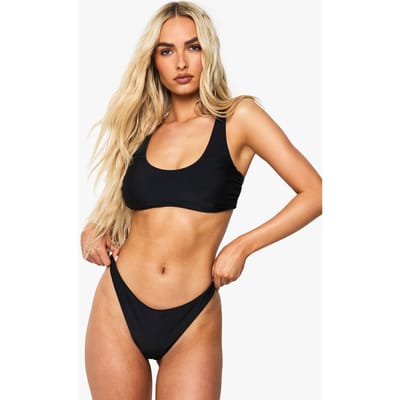 boohoo Dames Swimwear Essentials Bikini Top voor vollere buste met ronde halslijn | Black | Maat: 6