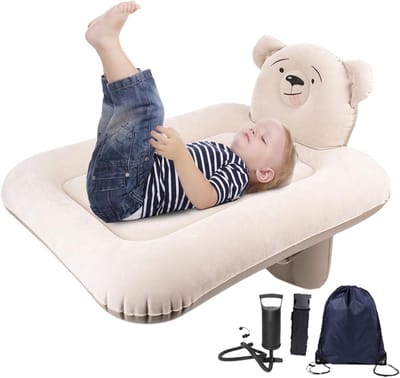 Opblaasbaar Reisbed - Luchtbed Peuters - Reizen en Vervoer - Tweetraps Opblaasbaar - 82x80x60cm - Grijs