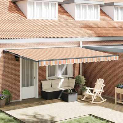vidaXL - Zonnescherm - Frame - Blauw - en - Oranje - 450 - × - 300 - cm