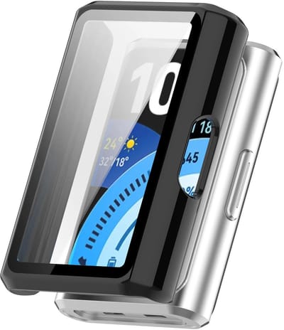 Strap-it PC case met glas geschikt voor Huawei Band 11 Pro - Bescherming tegen krassen & stoten - Screenprotector - Beschermend hoesje - Optimale bescherming - Zwart