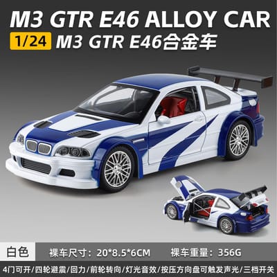1:24 M3 Gtr E46 Performance Wegracer Legering Metaal Diecast Modelauto's Huisdecoratie & Verzamelobjecten Hobby Display Ornamenten gray