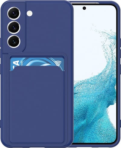 LuxeBass Hoesje geschikt voor Samsung S22+ - Siliconen hoesje - Blauw - Pasjeshouder- telefoonhoesjes - gsm hoesje - telefoonhoes - telefoonhoes - gsm hoes - telefoonhoesje