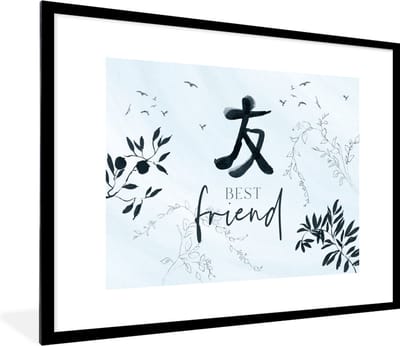 Fotolijst incl. Poster - Quotes - Vrienden - Spreuken - Best friend - 80x60 cm - Posterlijst