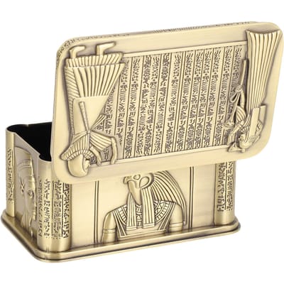 Sieradendoos met Egyptisch thema Metaal Fluwelen voering Elegant Rechthoekig Opbergdoosje beige