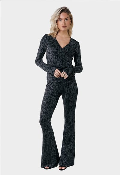 Colourful Rebel Lurex Stripe Extra Flare Pants- M