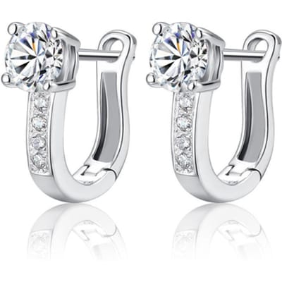 Koreaanse Versie van Oorbellen Mode Zilverkleurig Vergulde Oorbellen Oorbellen Oorbellen Vrouwelijk Imitatie Mosang Diamant Temperament Oorbellen Koppel Cadeau white