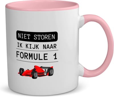 Akyol - niet storen ik kijk naar formule 1 koffiemok - theemok - roze - Formule 1 - mensen die houden van f1 - quotes - verjaardagscadeau - verjaardag - cadeau - kado - geschenk - gift - 350 ML inhoud