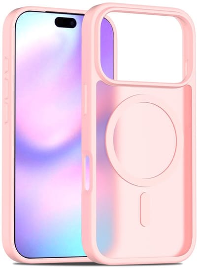 Geschikt voor iPhone 17 Pro hoesje roze – MagSafe Compatibel Backcover – Slank en transparant