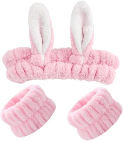3-delige gezichtsspa-hoofdbandset, gezichtsreinigingsarmband, zachte make-uphoofdband, make-upverwijderingsarmband, zachte elastische gezichtshoofdband