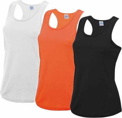 Voordeelset -  wit, oranje en zwart sport singlet voor dames in maat Large(40) - Dameskleding sport shirts L (40)