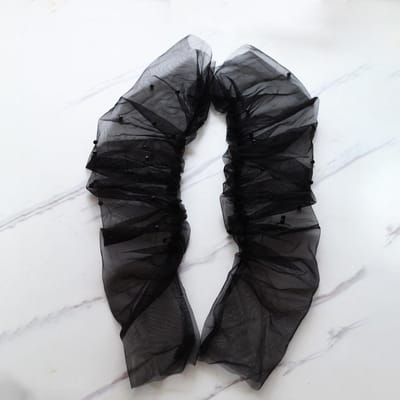Bruiloft Vingerloze Witte / Zwarte Handschoenen Lange Tule Parels Bruiden Bruidsmeisje Mouwstuk Vrouwen Miss Verkiezing Prom Handschoen zwart