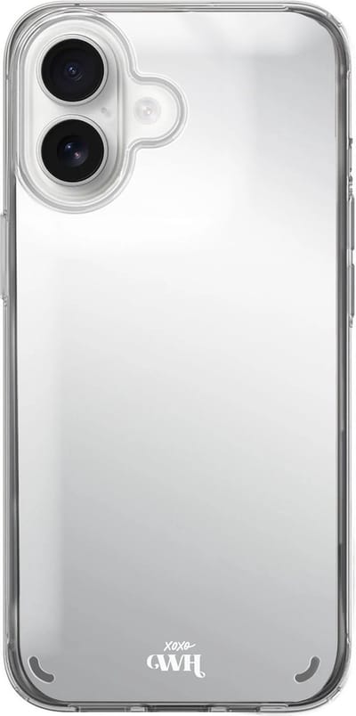 xoxo Wildhearts hoesje met spiegel - Geschikt voor iPhone 16 - Mirror Case - Spiegelhoesje - Transparant - Siliconen case met spiegel - Schokbestendige backcover - Telefoonhoesje