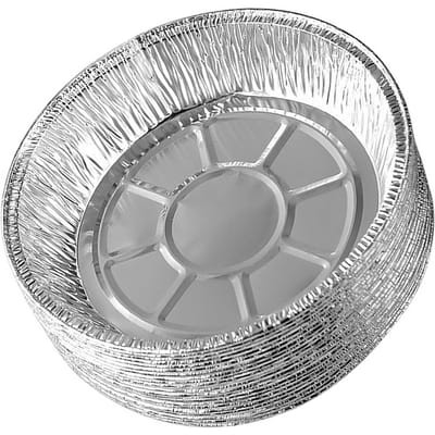 50 PIÈCES Assiettes Rondes jetables en Feuille d'Aluminium 7 Pouces Moules à Tarte en Feuille d'Étain pour Friteuses à Air Cuisson Stockage Rôtissage 7 Inch (50PCS) argenté