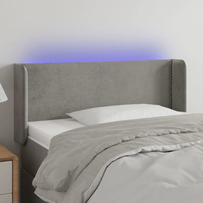 vidaXL - Hoofdbord - LED - 83x16x78/88 - cm - fluweel - lichtgrijs