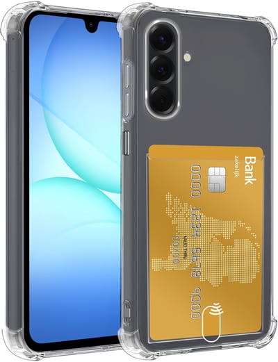 Hoesje - Geschikt voor Samsung Galaxy A17 - Met Pashouder en Kaarthouder - Telefoon Hoes Shockproof - Siliconen Case - Shock Proof - Back Cover - Pasjes Houder - Telefoonhoes - Transparant