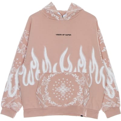 Lichtgewicht herensweatshirt met capuchon en bandanaprint, roze