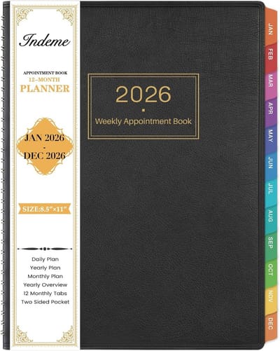 Afsprakendagboek 2025-2026 | Weekplanner voor Efficiënte Organisatie | Softcover, 15 Minuten Intervallen