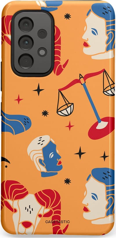 Casetastic hoesje geschikt voor Samsung Galaxy A53 (2022) 5G - Dubbellaagse bescherming - Zodiac in lijn - Fashion Case - Okergeel Terracotta Zand Rood