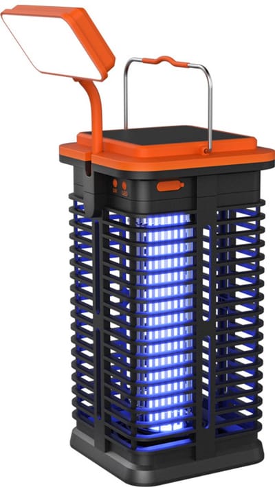 Insectenverdelger - elektrische zonnelamp met ledlicht, elektrische vliegenval, 365 nm uv, insectenlamp 1500 V, muggenval voor binnen, camping, terras