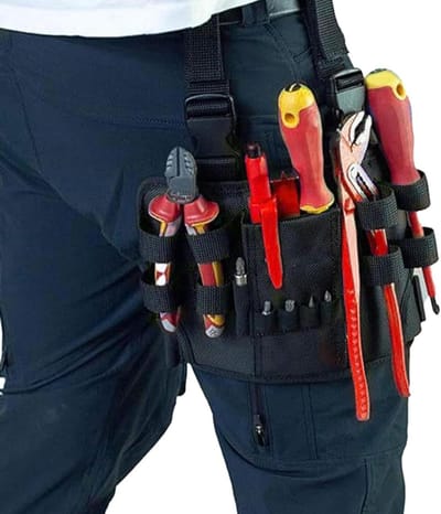 Ultiluxe® Gereedschapsgordel - Gereedschapsriem - Zwart - Gereedschapstas voor been en heup - Handgereedschapstas met riemclip - Monteurs, timmermannen, elektriciens, bouw, professionals of doe-het-zelvers