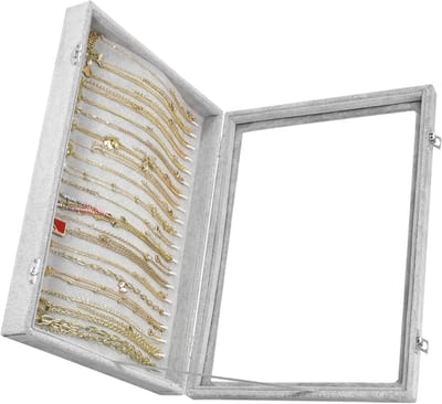 Sieraden Display Tray - Velvet Dienblad - Accessoires Presenteren - Antislip Basis - 35 x 24 x 5 cm - IJsfluweel